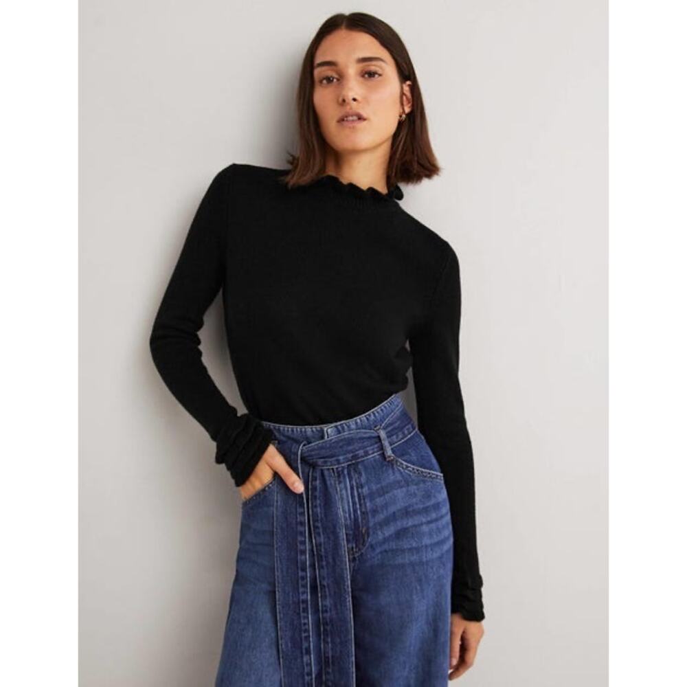 Boden Layered Frill Sweater in Black Women's S 🖤